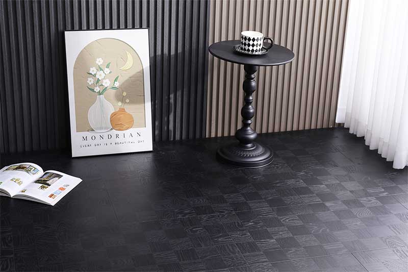 Black Oak Square Laminate Flooring checkerboard parquet pattern