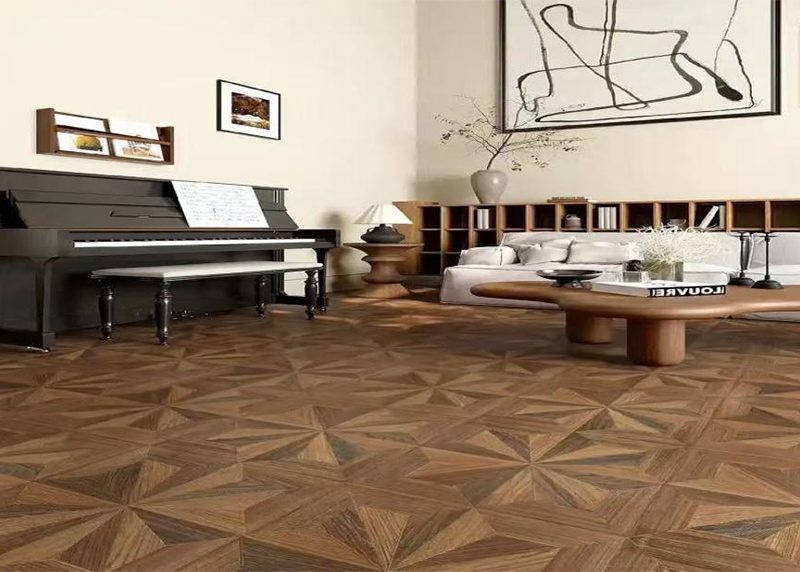 Double-Painted Geometric Spiral Shape Laminate Flooring