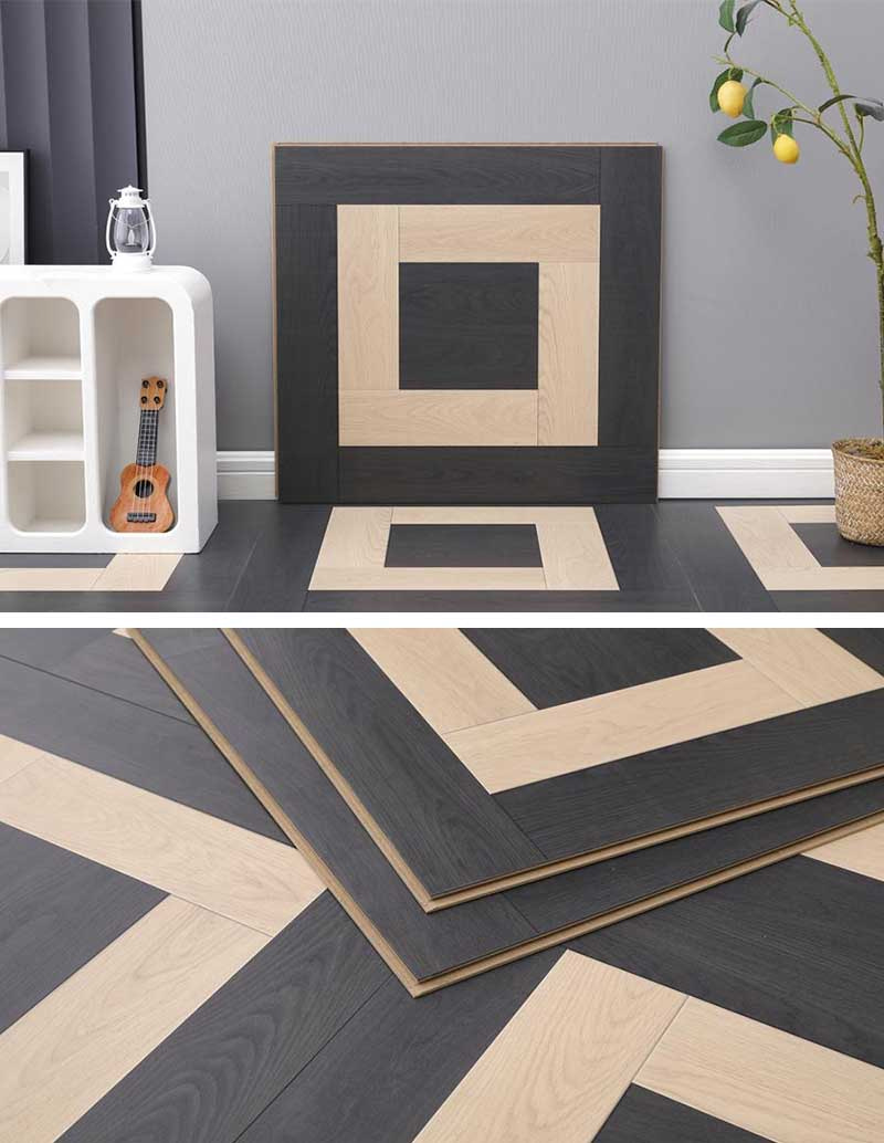 Double-Painted Geometric Spiral Shape Laminate Flooring