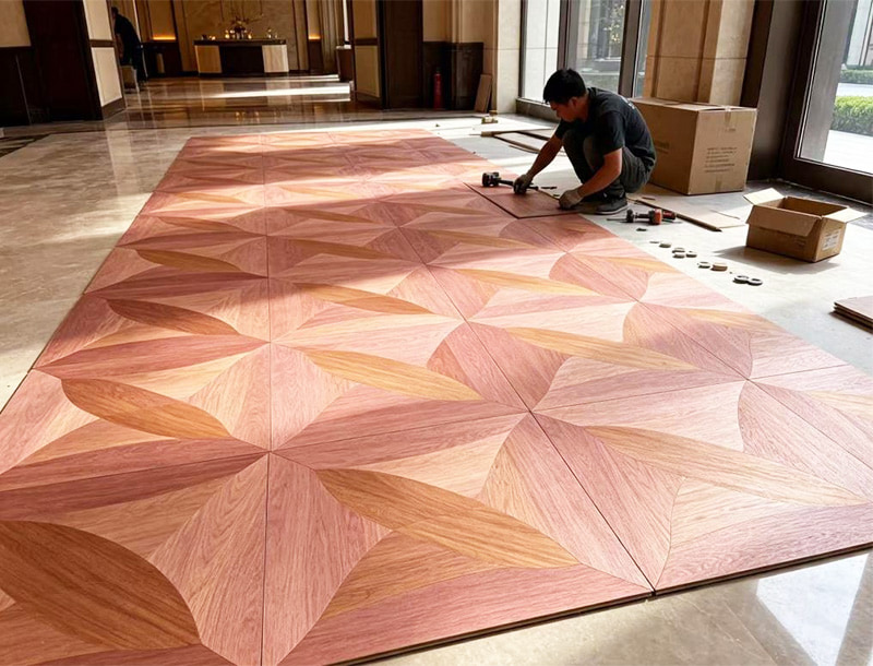 Vintage Rose Curved Laminate Parquet Flooring